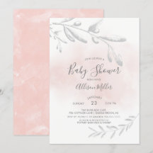 Pink Watercolor Kinderdusche Einladung