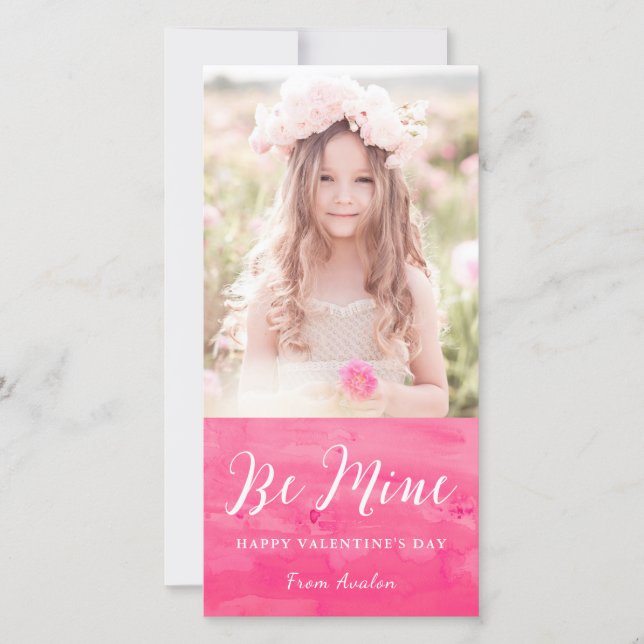 Pink Watercolor Laver Valentine's Day Carte photo (Devant)