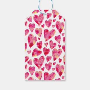 Pink Watercolor Liebe Herzmuster Geschenkanhänger