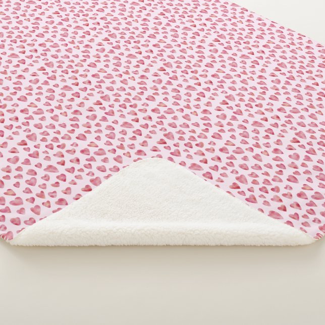 Pink Watercolor Liebe Herzmuster Sherpadecke (3/4)