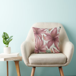 Pink Watercolor Lily Blume Kissen