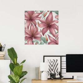 Pink Watercolor Lily Blume Poster