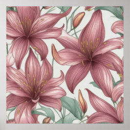 Pink Watercolor Lily Blume Poster