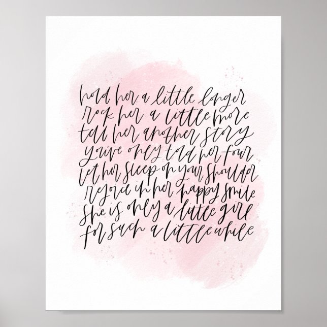 Pink Watercolor Little Girl Kinderzimmer Poster (Vorne)