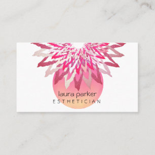 Pink Watercolor Lotus Blume Beautician Massage Visitenkarte