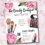 Pink Watercolor Makeup Artist Flyer<br><div class="desc">Rosa, florale Wasserfarbe Makeup Artist Flyer. Dieses visuelle Fest mit seinen lebhaften Farben und seinen kahmen Blüten eignet sich hervorragend für Make-up-Künstler, Schönheitsblogger, Einflusspersonen und alle, die eine Touch von farbenprächtiger Blumen-Eleganz mit einer Touch Glam suchen. Mit rosafarbenen Peonies, Schminkpalette, Schminkbürsten und Lippenstift. Sie können den gesamten Text und den...</div>
