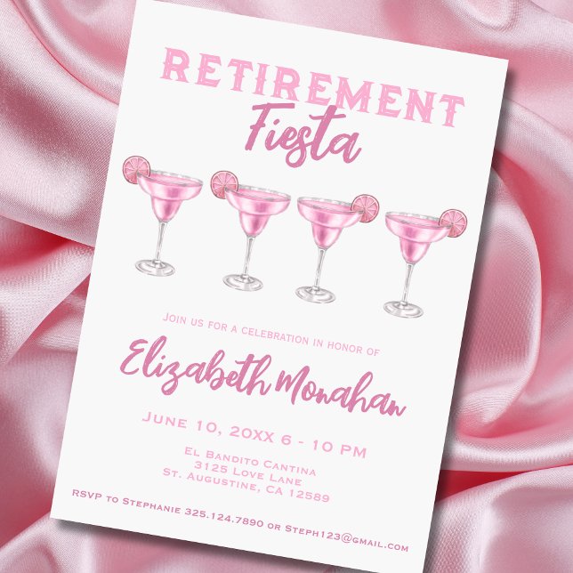 Pink Watercolor Margarita Fiesta Pension Einladung (Von Creator hochgeladen)