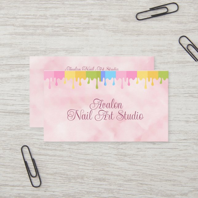 Pink Watercolor Nair Art Studio Visitenkarte (Vorderseite/Rückseite Beispiel)