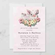 Pink Watercolor Niedlich Pig Girl Babydusche