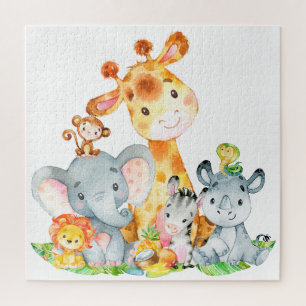 Pink Watercolor Niedlich Safari Jungle Tiere