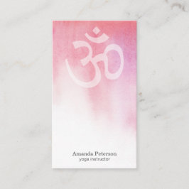 Pink Watercolor Om Yoga Instructor Visitenkarte
