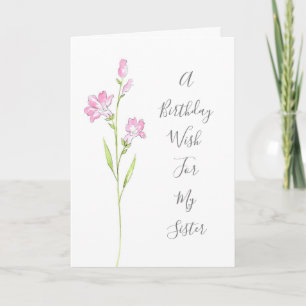 Pink Watercolor Penstemon Karte