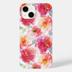 Pink Watercolor Peony Blume Pattern Case-Mate iPhone 14 Hülle