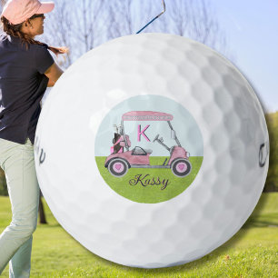 Pink Watercolor Personalisiert Sassy Kassy Monogra Golfball