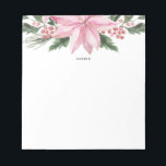 Pink Watercolor Poinsettia und Holland Notizblock<br><div class="desc">Weihnachten Thema Blumenkommentar mit Aquarellbildern von rosa Poinsettia,  Beeren und Heiligen. Dieses rosa Poinsettia Notizblock ist ein personalisiertes Geschenk. Personalisieren Sie das Programm durch Hinzufügen eines Namens oder einer kurzen Wortgruppe.</div>