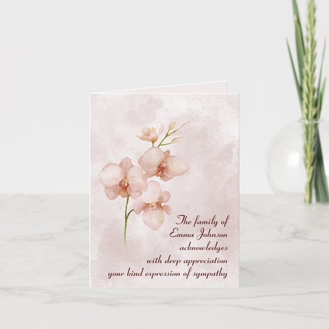 Pink Watercolor Posy Beileid Vielen Dank Karte (Vorderseite)