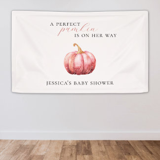 Pink Watercolor Pumpkin Baby Duschbanner Banner