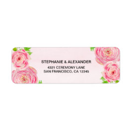 Pink Watercolor Ranunculus Adressetiketten