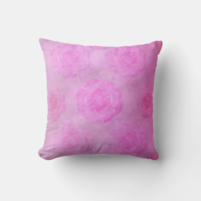 PINK Watercolor Rose Kissen (Vorderseite)