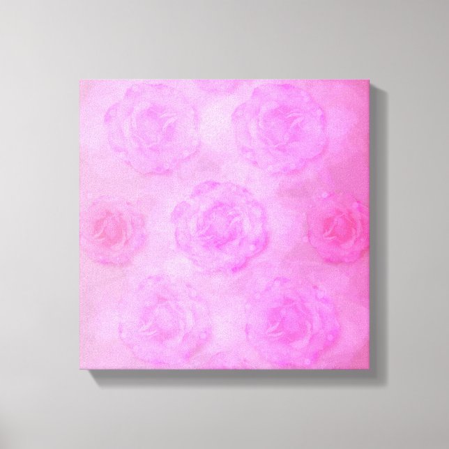 PINK Watercolor Rose Leinwanddruck (Vorderseite)