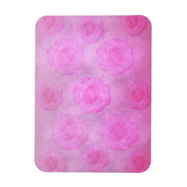 PINK Watercolor Rose Magnet (Vertikal)