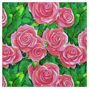 Pink Watercolor Rose Muster Stoff