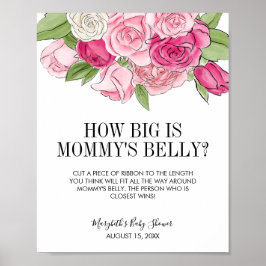 Pink Watercolor Rose Raten Sie Mommys Bauchspiel Poster