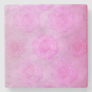 PINK Watercolor Rose Steinuntersetzer