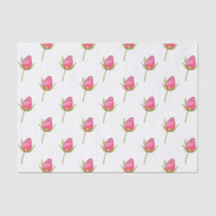 Pink Watercolor-Rosenknospe-Muster Seidenpapier