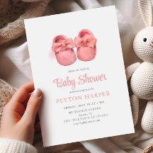 Pink Watercolor Shoes Girl Baby Dusche