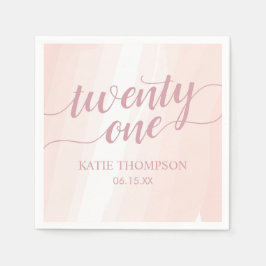 Pink Watercolor Splash 21. Geburtstag Serviette