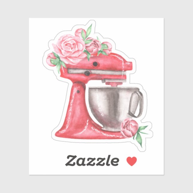 Pink Watercolor Standmixer Aufkleber (Blatt)