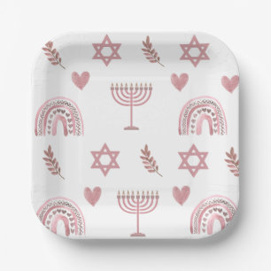 Pink Watercolor Star von David Hanukkah Pappteller