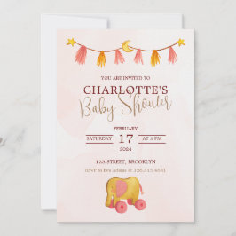 Pink Watercolor Thema Moderne Babydusche Einladung