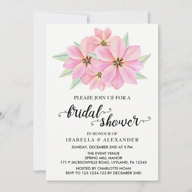 Pink Watercolor Tulips Bridal Dusche Einladung (Vorderseite)