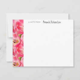Pink Watercolor Tulips Whimsikkarte Mitteilungskarte