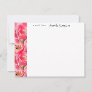 Pink Watercolor Tulips Whimsikkarte Mitteilungskarte