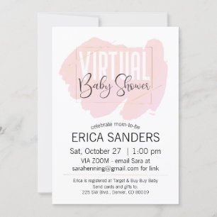 Pink Watercolor Virtual Baby Dusche Einladung