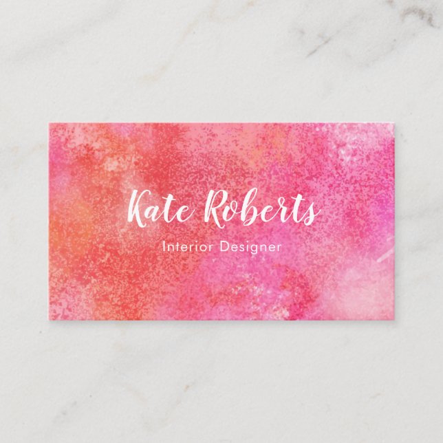 Pink Watercolor Visitenkarte | kreativ (Vorderseite)