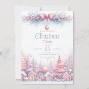 Pink Watercolor Weihnachts-Abendessen Einladung
