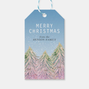 Pink Watercolor Weihnachtsbaum Künstlerisch Geschenkanhänger