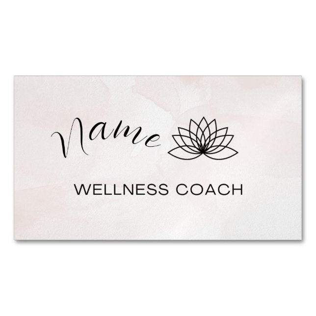 Pink Watercolor Wellness Coach Custom Magnetische Visitenkarte (Vorderseite)