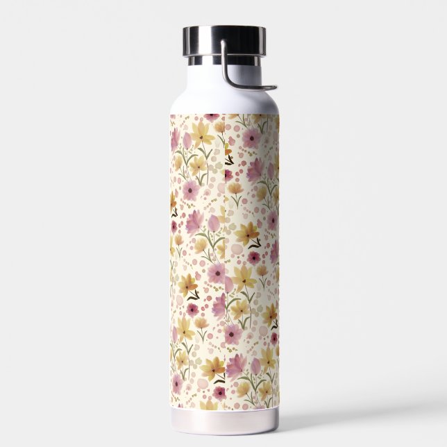 Pink Watercolor Wildflower  Trinkflasche (Links)