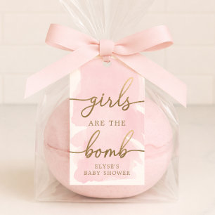 Pink Watercolour Gold Badbomben-Geschenk-Anhänger Geschenkanhänger
