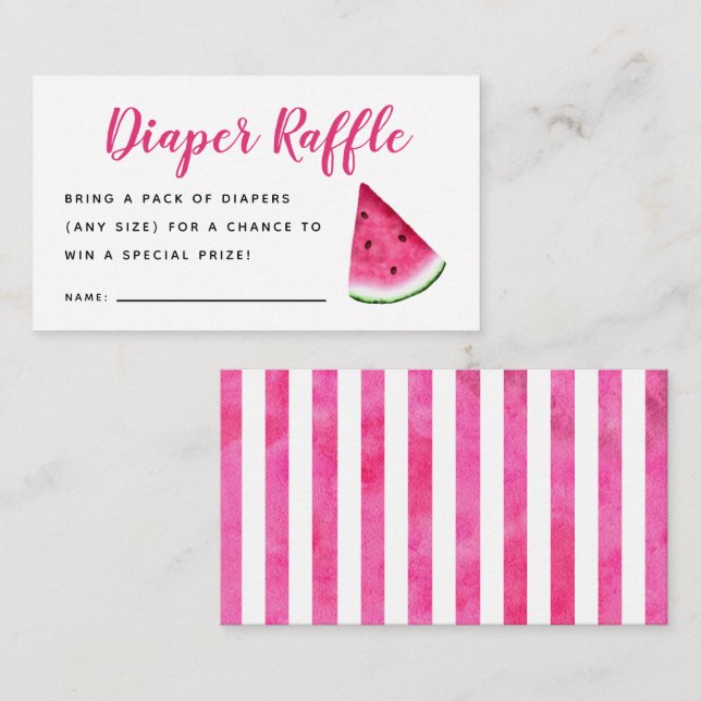 Pink Watermelon Baby Duschkabine Windelwanne Raffl Begleitkarte (Vorne/Hinten)