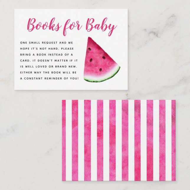 Pink Watermelon Babydusche Buchungsanfrage Begleitkarte (Vorne/Hinten)