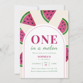Pink Watermelon Custom Photo 1st Birthday   Einladung