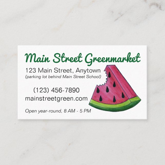 Pink Watermelon Fruchtmelon Slice Food Market Visitenkarte (Vorderseite)
