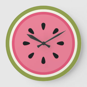 Pink Watermelon Große Wanduhr