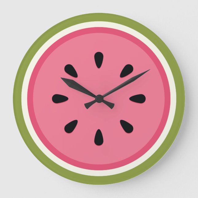 Pink Watermelon Große Wanduhr (Vorderseite)